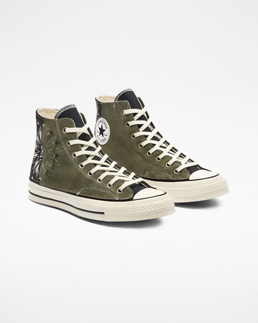 Dámské Boty Vysoké Converse Chuck 70 LTD Paisley Semišové Černé Zelene | CZ MPED29